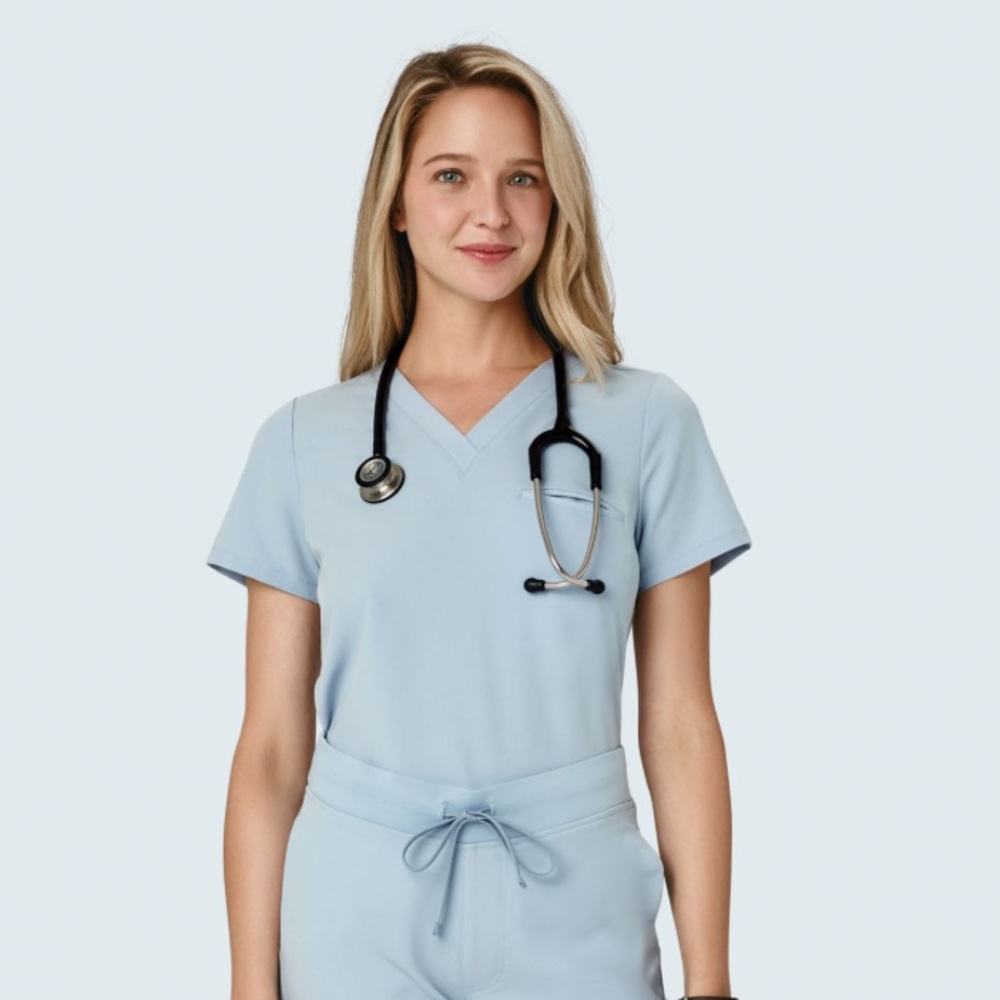 Mandala one pocket scrub top Powder Blue